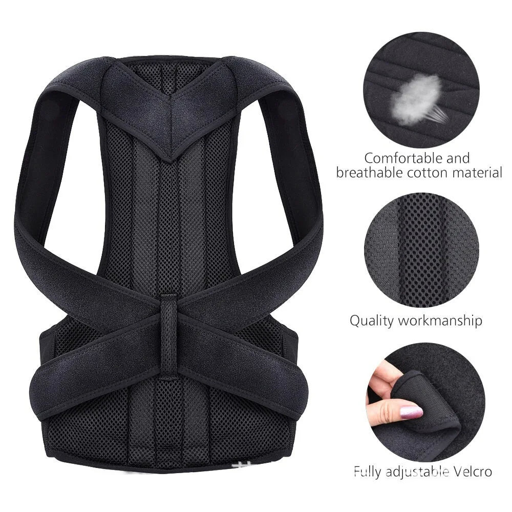 WOWHUB™ Adjustable Posture Brace for Back Pain Relief Ideal for Home or Office