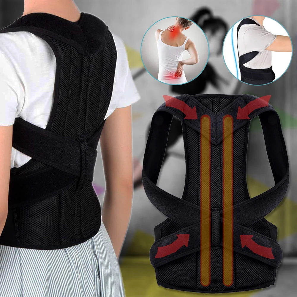 WOWHUB™ Adjustable Posture Brace for Back Pain Relief Ideal for Home or Office
