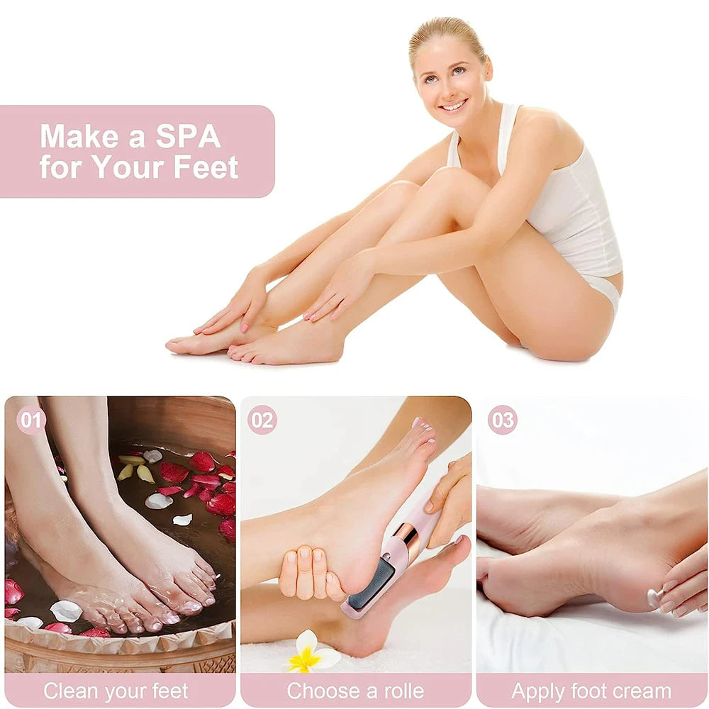 WOWHUB™ Waterproof Rechargeable Foot Callus Remover – Electric Pedicure Tool for Hard Skin and Cracked Heels