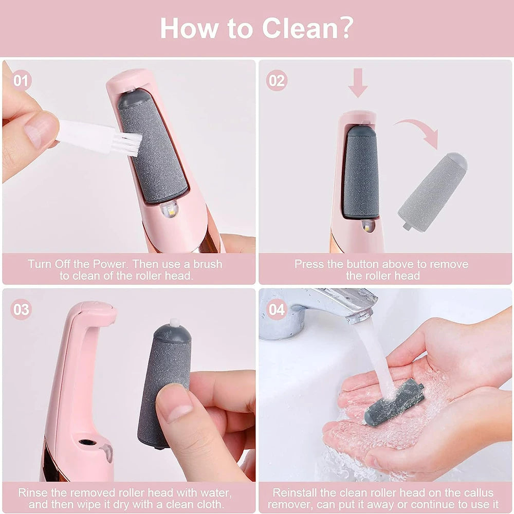 WOWHUB™ Waterproof Rechargeable Foot Callus Remover – Electric Pedicure Tool for Hard Skin and Cracked Heels