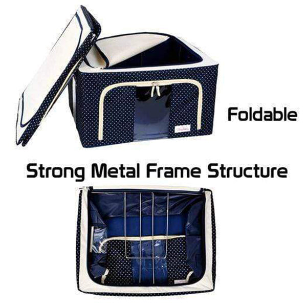 WOWHUB™ Storage Box with Steel Rods Heavy Duty Organizer for Home Office 55 Litre