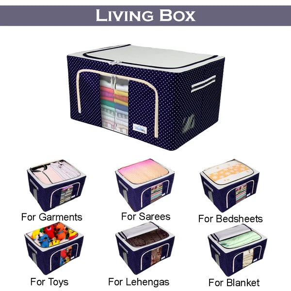 WOWHUB™ Storage Box with Steel Rods Heavy Duty Organizer for Home Office 55 Litre