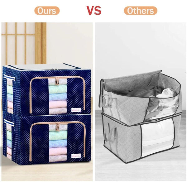 WOWHUB™ Storage Box with Steel Rods Heavy Duty Organizer for Home Office 55 Litre