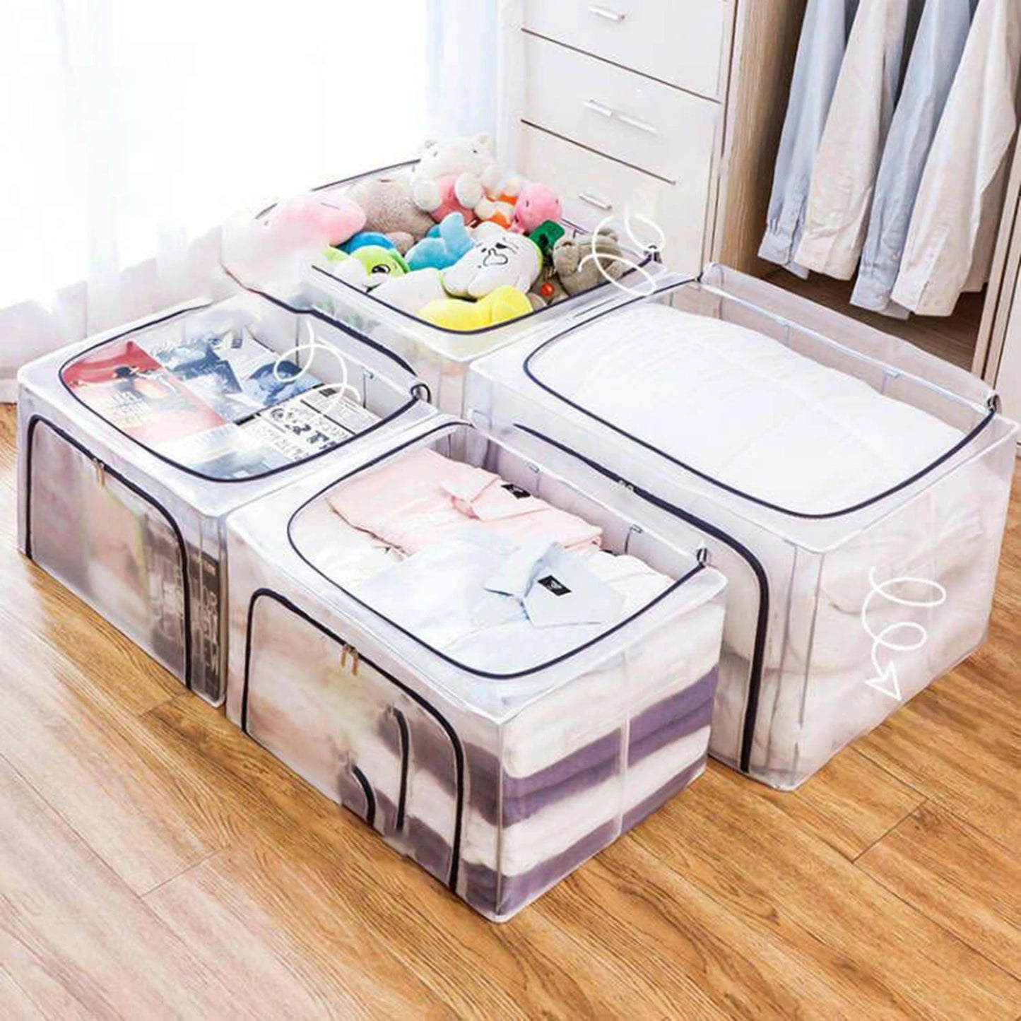 WOWHUB™ Storage Box with Steel Rods Heavy Duty Organizer for Home Office 55 Litre