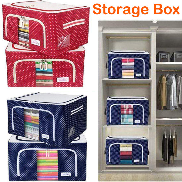 WOWHUB™ Storage Box with Steel Rods Heavy Duty Organizer for Home Office 55 Litre