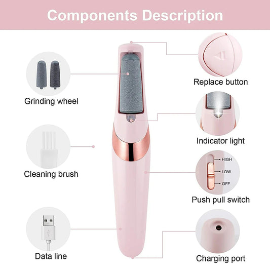 WOWHUB™ Waterproof Rechargeable Foot Callus Remover – Electric Pedicure Tool for Hard Skin and Cracked Heels